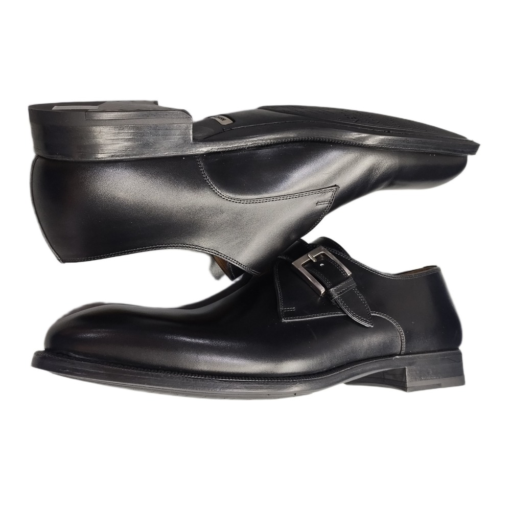 Magnanni Brodie Dress Shoes Mens Size 11M Black Leather Almond Toe Monk Strap
